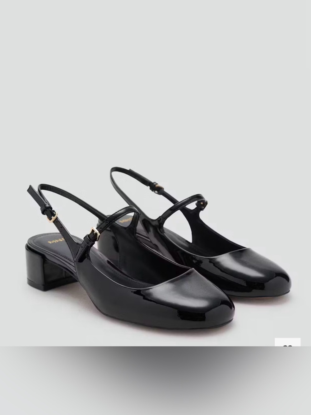 Mango Black Patent Slingback Heels